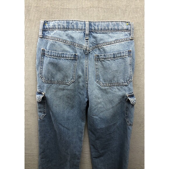 Old Navy Unisex Denim Jeans Size 14 Baggy Wide Leg Built In Tough Cargo Pocket - Picture 16 of 16